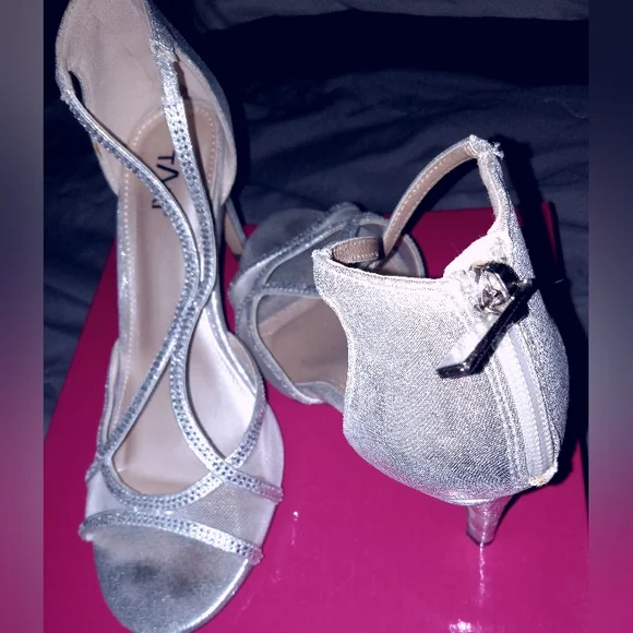 Glamorous Silver Strappy High Heels - Picture 2 of 3